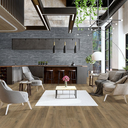Smithcliffs Delray hybrid rigid core flooring shown in a furnished room