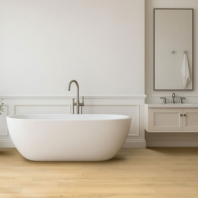 Smithcliffs Doverville hybrid rigid core flooring installed in a bathroom
