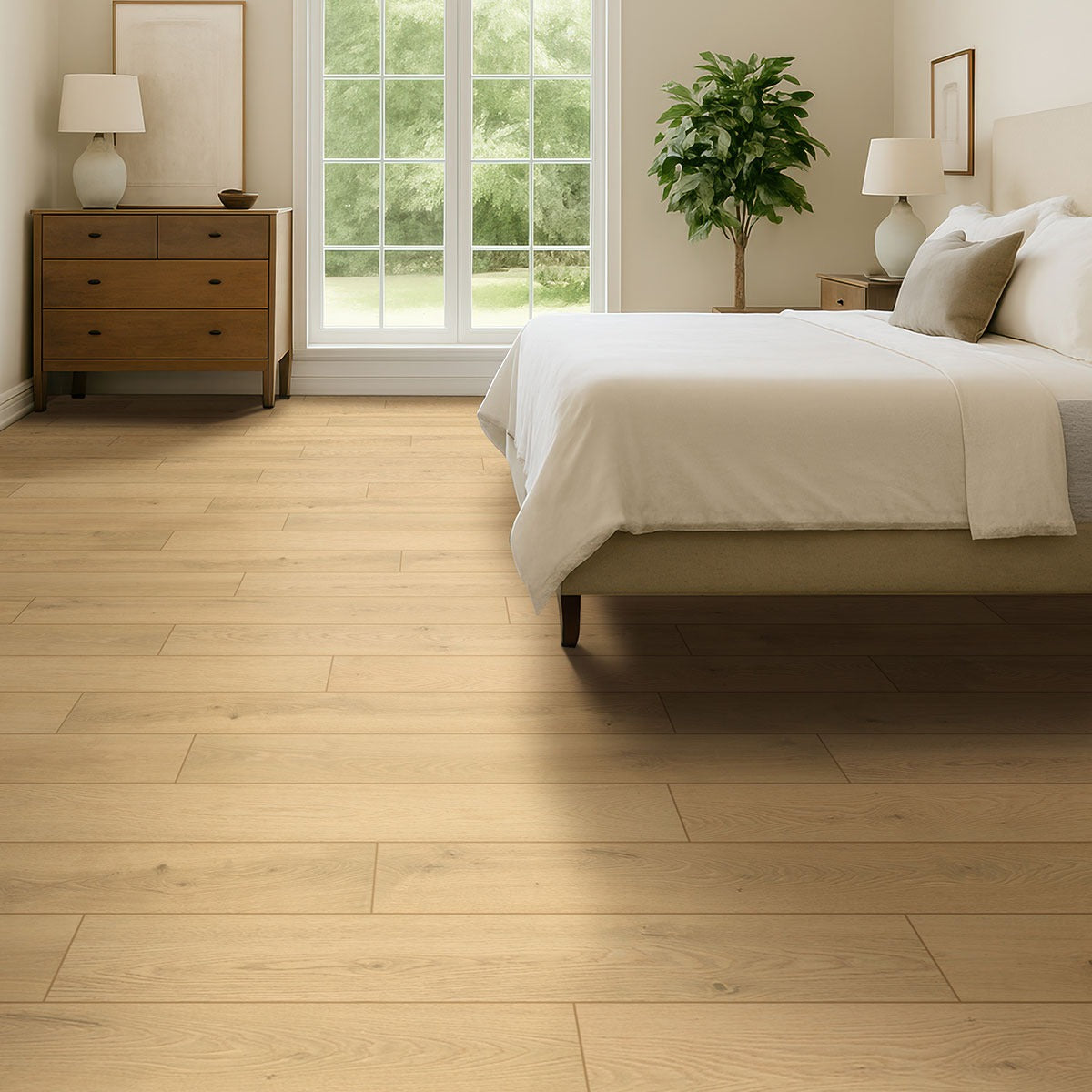 Smithcliffs Doverville hybrid rigid core flooring installed in a bedroom