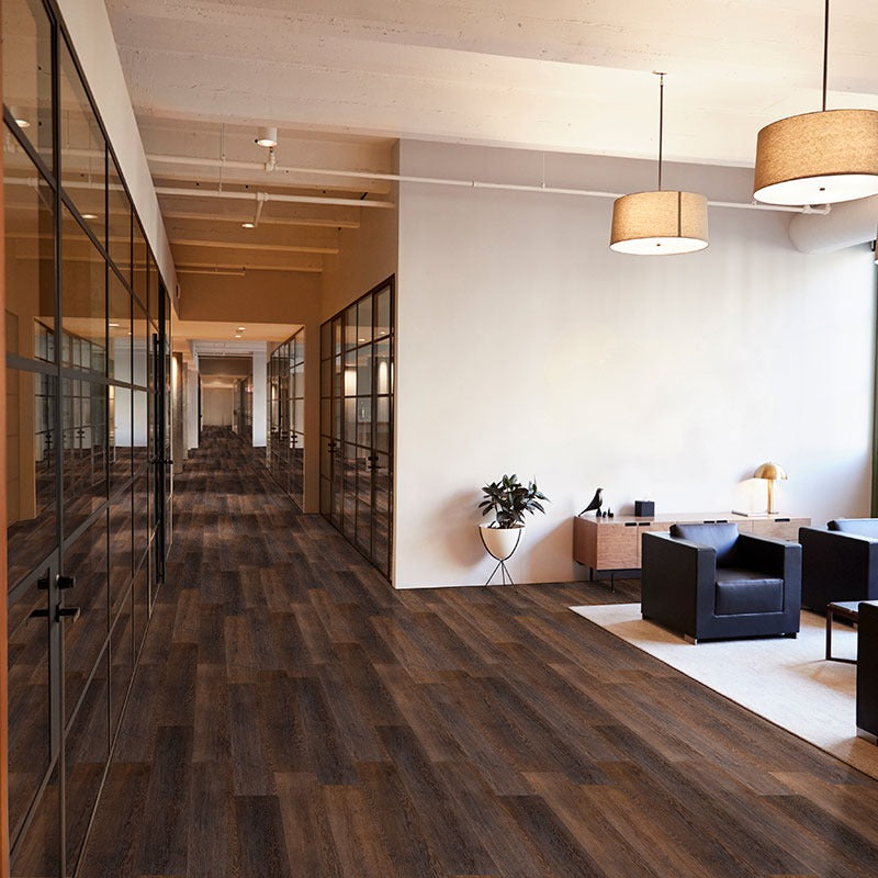 Smithcliffs Hillsdale hybrid rigid core flooring shown in a furnished room