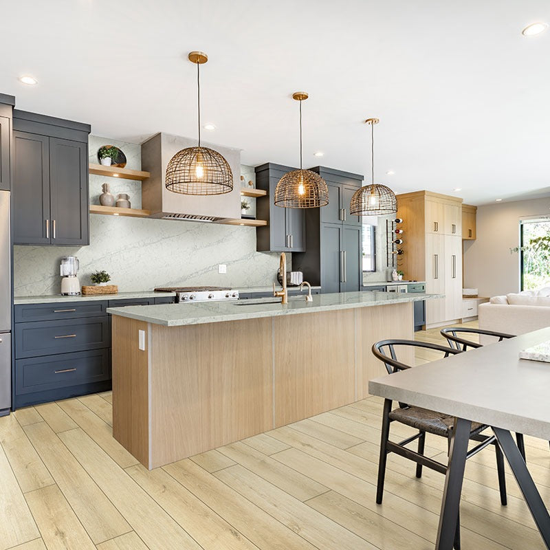 Smithcliffs Lanston Oak hybrid rigid core flooring shown in a furnished room