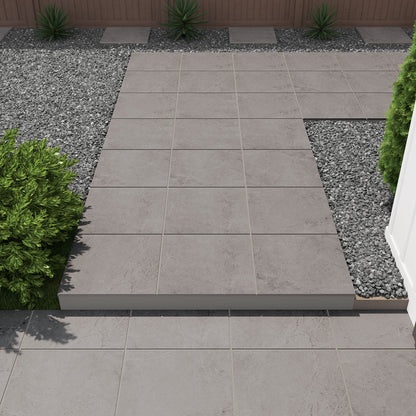 Soreno Grigio Arterra Porcelain Pavers shown installed in a finished outdoor or living space