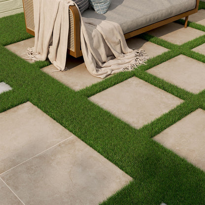 Soreno Taupe Arterra Porcelain Pavers shown installed in a finished outdoor or living space