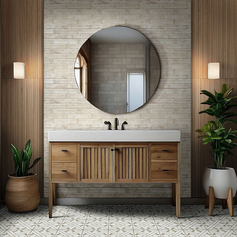 Stella Biscotti ceramic tile installed in a bathroom setting, scene 4