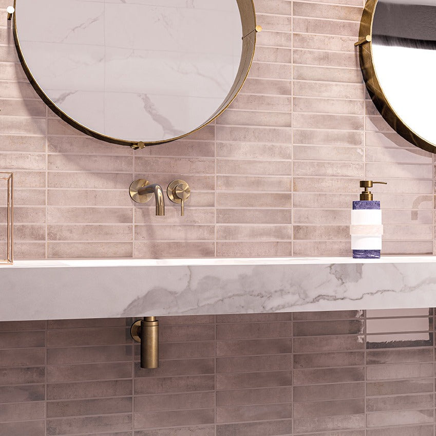 Stella Blush ceramic tile shown in a finished room