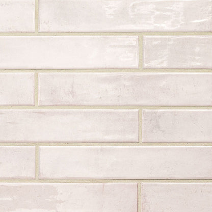 Stella Blush ceramic tile, glossy finish, 2 by 10 inch view