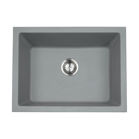 Straight 24" x 18" Quartz Composite Undermount Kitchen Sink in Gray