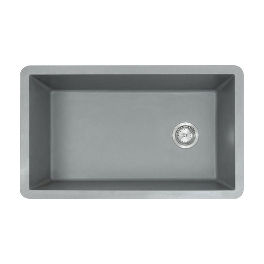Straight 32" x 20" Quartz Composite Undermount Kitchen Sink in Gray
