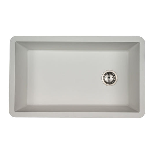 Straight 32" x 20" Quartz Composite Undermount Kitchen Sink in White