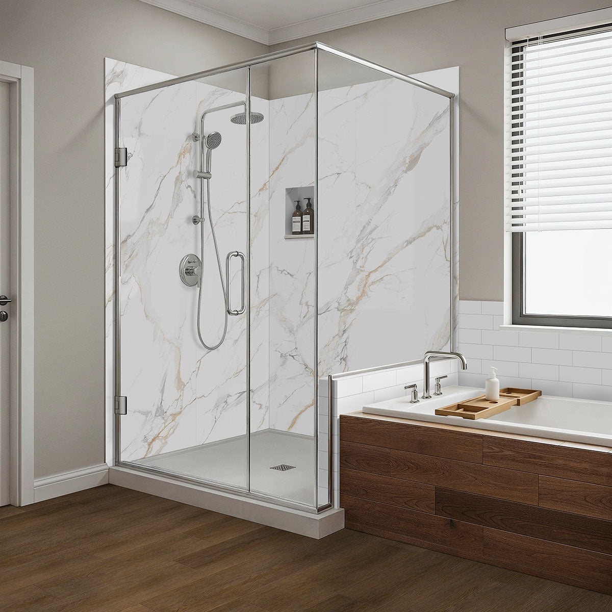 Studio Adlar SPC rigid core vinyl flooring installed in a bathroom