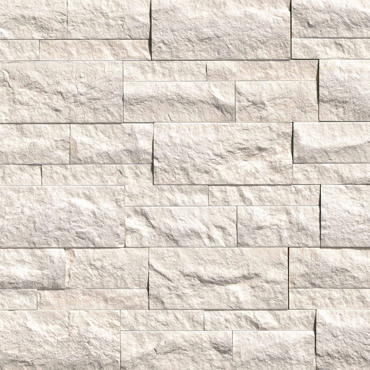 Taja Cream stacked stone wall panels, close up product view showing color and texture
