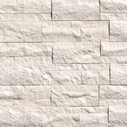 Taja Cream stacked stone wall panels, close up product view showing color and texture