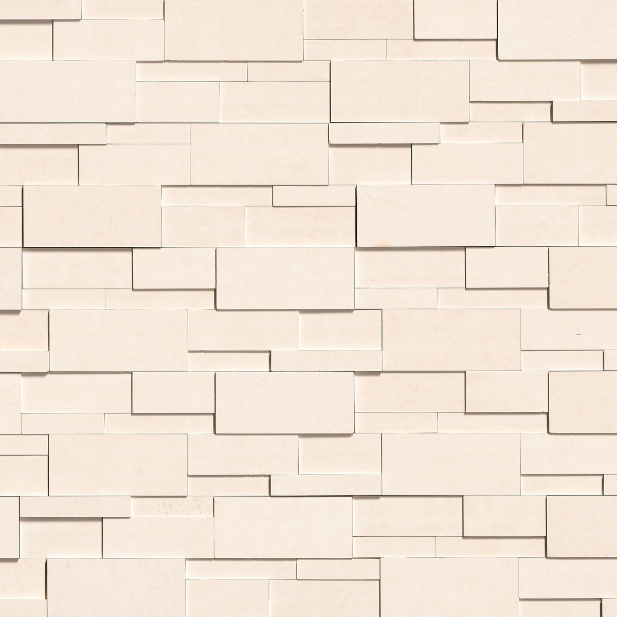 Taja Cream stacked stone wall panels, close up product view showing color and texture