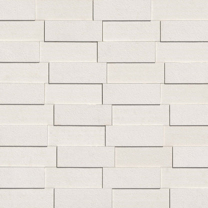 Taja Cream stacked stone wall panels, close up product view showing color and texture