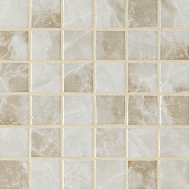 Terra Onyx 2x2 Porcelain Mosaic in matte finish, close up sheet view
