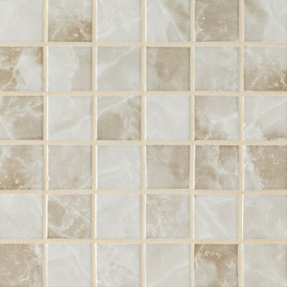Terra Onyx 2x2 Porcelain Mosaic in matte finish, close up sheet view