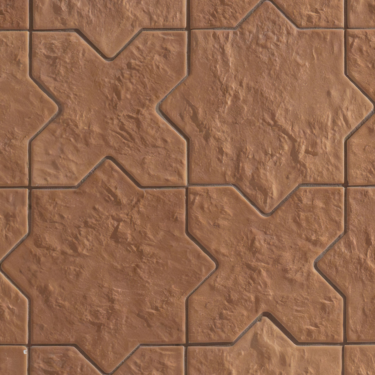 Terracotta Star and Cross 6x6 Porcelain Mosaic in matte finish, close up sheet view