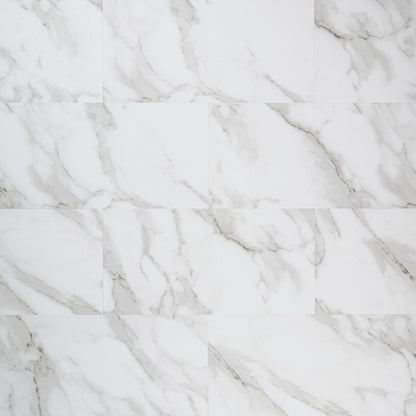 Trecento Calacatta Venosa Gold SPC rigid core vinyl tile flooring, top down tile view