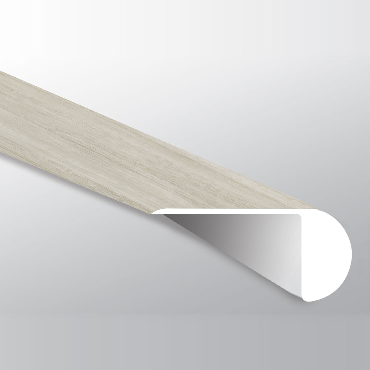 Trecento White Ocean round overlapping stair nose trim for SPC rigid core vinyl flooring