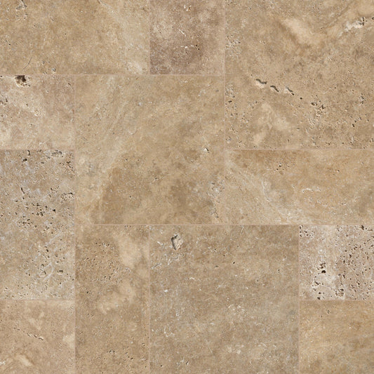 Tuscany Walnut natural stone pavers, close up product view showing color and texture