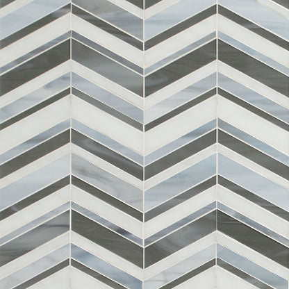 Urban Wave Lapis Glass Mosaic in mixed finish, close up sheet view