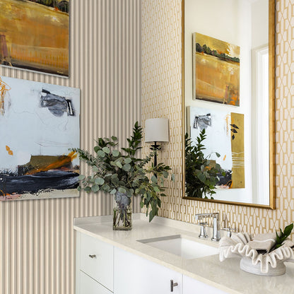UrbanSlat Flute Maple ceramic tile installed in a bathroom setting