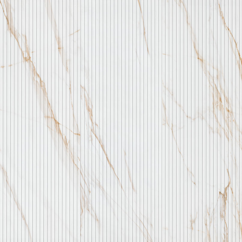 UrbanSlat Marmi Gold fluted ceramic tile, satin finish, 16 by 48 inch view
