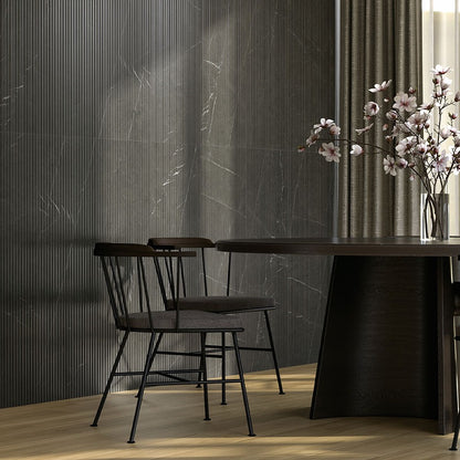 UrbanSlat Marmi Noir ceramic tile shown in a finished room