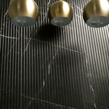 UrbanSlat Marmi Noir ceramic tile shown in a finished room, scene 2