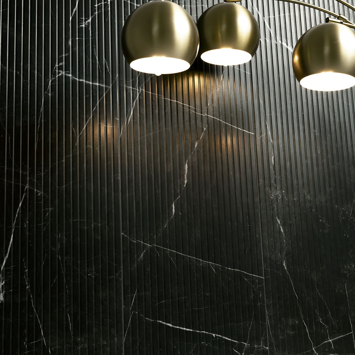 UrbanSlat Marmi Noir ceramic tile shown in a finished room, scene 3
