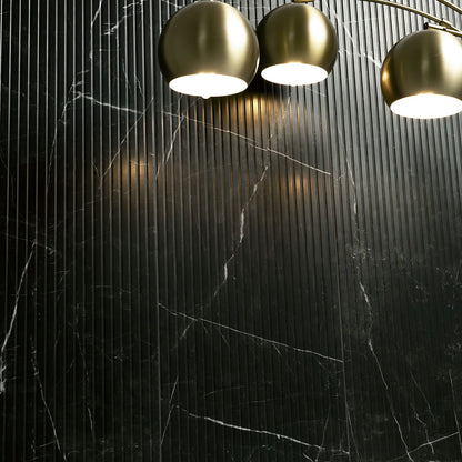 UrbanSlat Marmi Noir ceramic tile shown in a finished room, scene 3