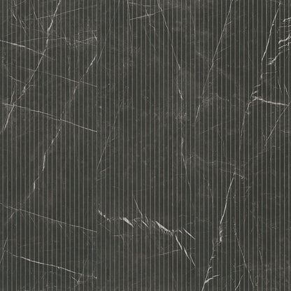 UrbanSlat Marmi Noir fluted ceramic tile, satin finish, 16 by 48 inch view
