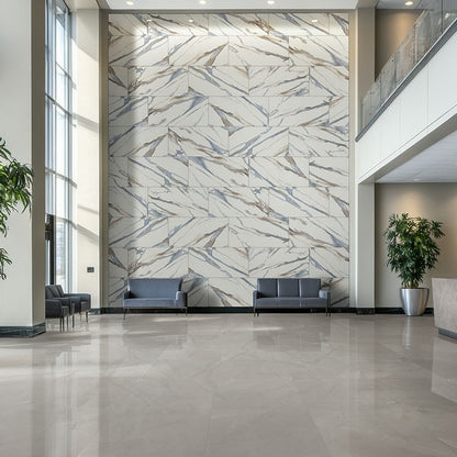 Valesia Azula porcelain tile shown in a finished room, scene 2