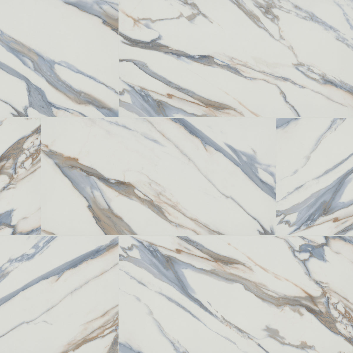 Valesia Azula marble look porcelain tile, polished finish, 24 by 48 inch view