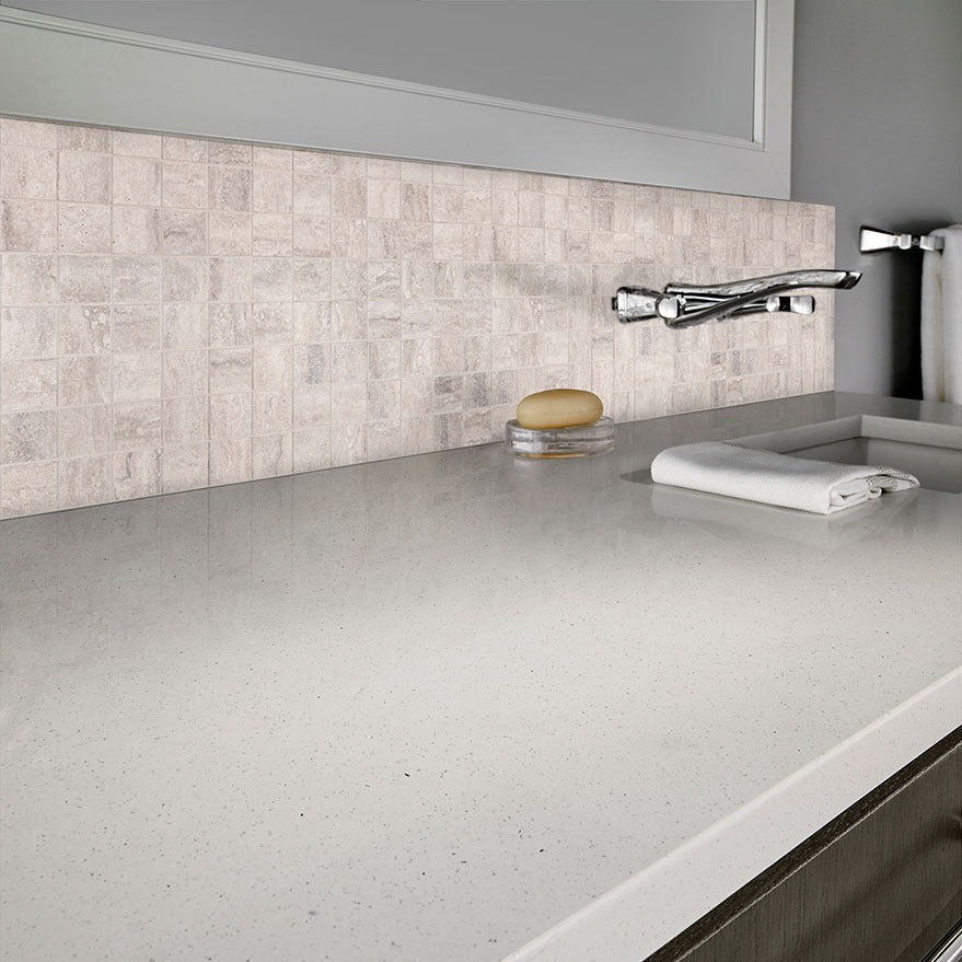 Veneto Gray 2x2 Porcelain Mosaic installed in a finished room