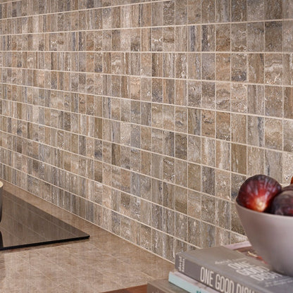 Veneto Noce 2x2 Porcelain Mosaic installed in a finished room