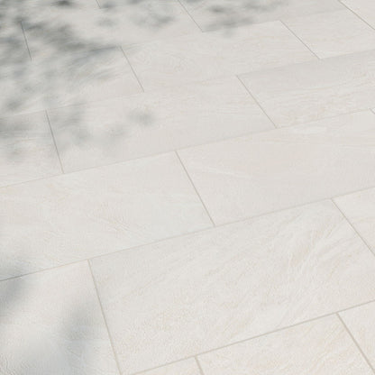 Vortexa Ivory Arterra Porcelain Pavers shown installed in a finished outdoor or living space