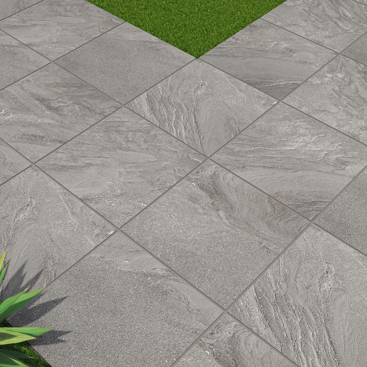 Vortexa Silver Arterra Porcelain Pool Coping shown installed in a finished outdoor or living space