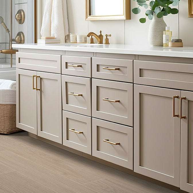 Whitehill Ashwood porcelain tile installed in a bathroom setting, scene 2
