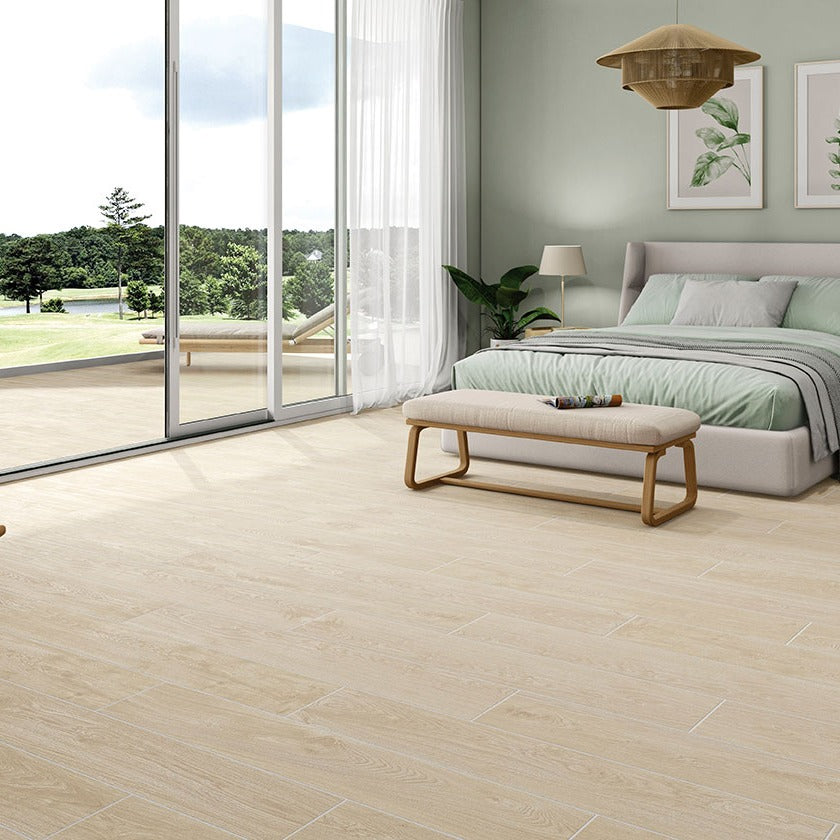 Whitehill Ashwood porcelain tile shown in a finished room, scene 3