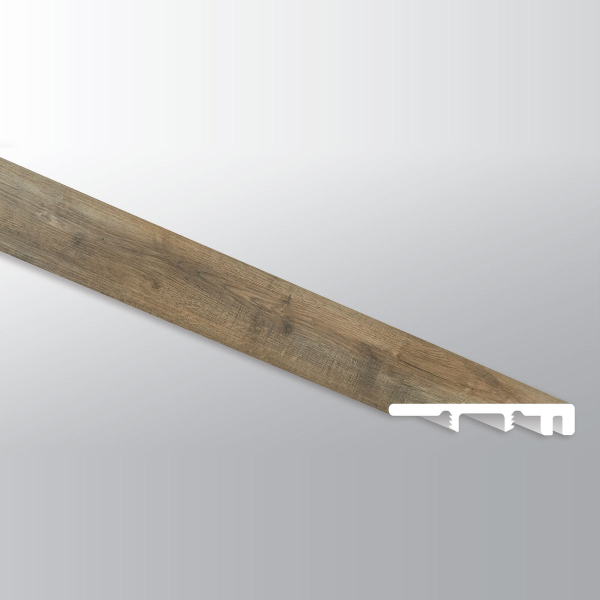 Wilmont Reclaimed Oak end cap trim for glue down luxury vinyl flooring