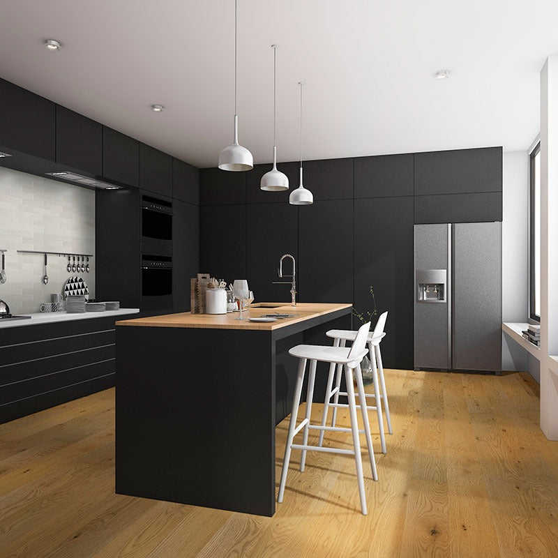 Woodhills Aura Gold Oak waterproof engineered wood flooring installed in a room