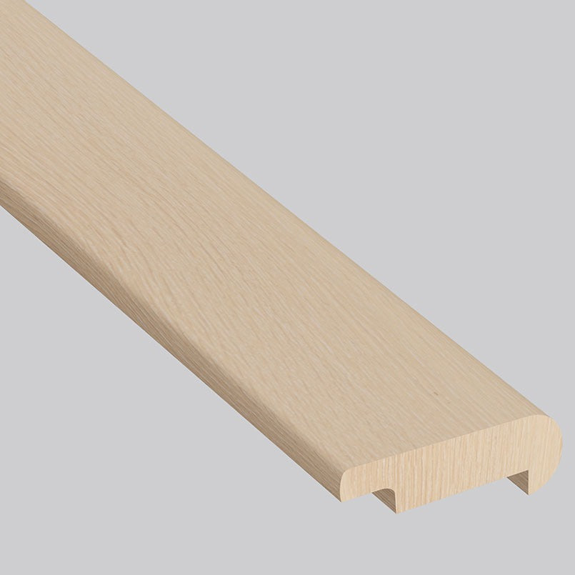 Bali Buff Oak round stair nose trim, matching Woodhills Bali Buff Oak waterproof engineered wood