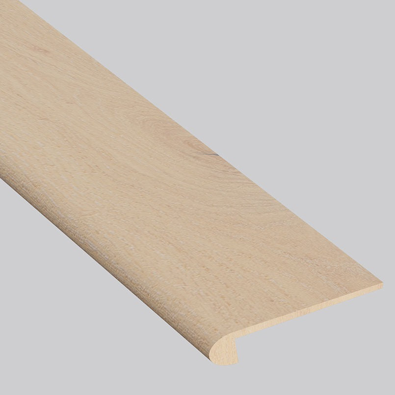 Bali Buff Oak square stair tread trim, matching Woodhills Bali Buff Oak waterproof engineered wood