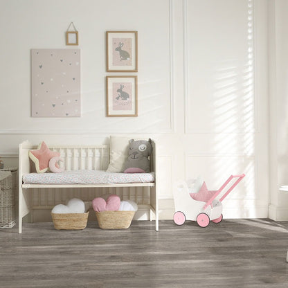 Woodhills Brook Timber Hickory waterproof engineered wood flooring installed in a room