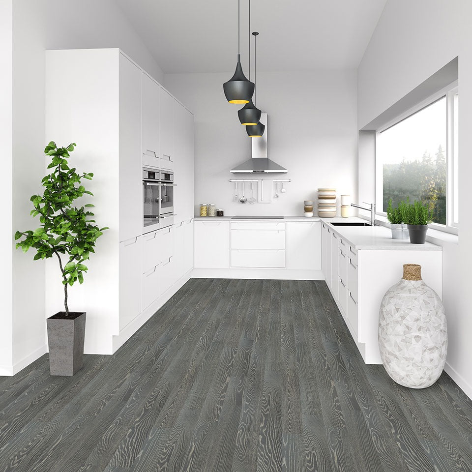 Woodhills Liora Oak waterproof engineered wood flooring installed in a room