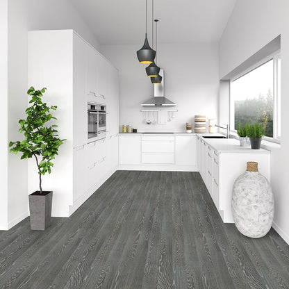 Woodhills Liora Oak waterproof engineered wood flooring installed in a room