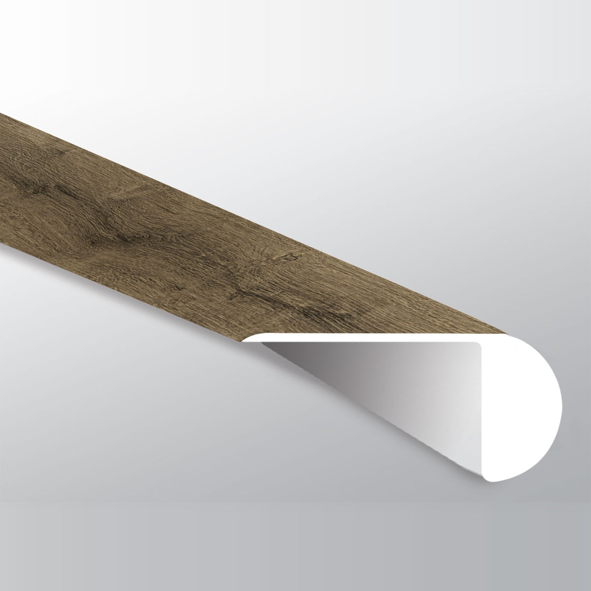 XL Prescott Walnut Waves round overlapping stair nose trim for SPC rigid core vinyl flooring