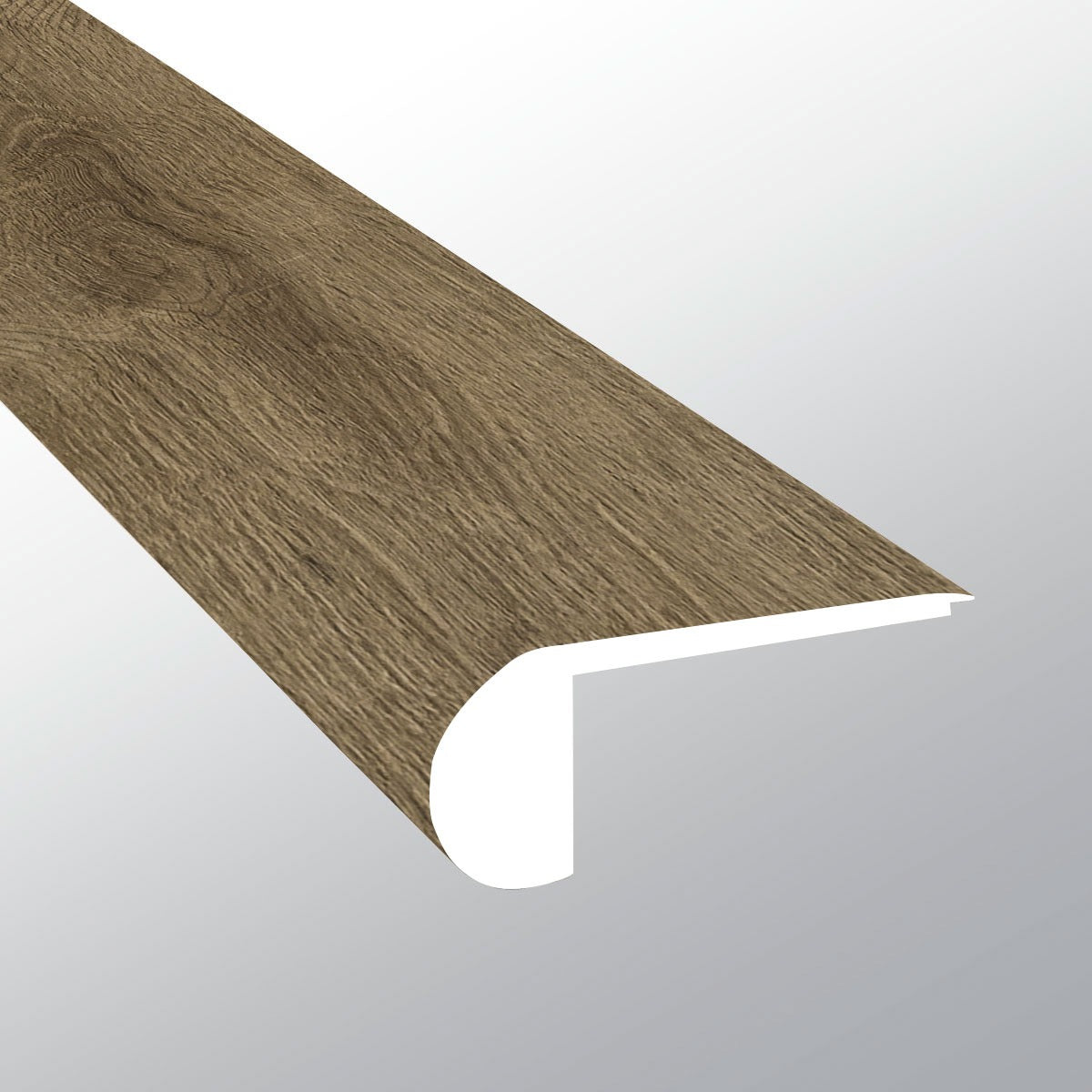 XL Prescott Walnut Waves round flush stair nose trim for SPC rigid core vinyl flooring
