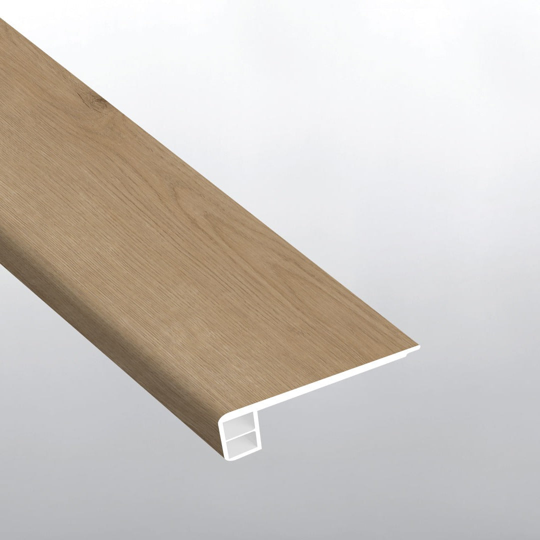 XL Studio Bozeman large square eased edge flush stair nose trim for SPC rigid core vinyl flooring